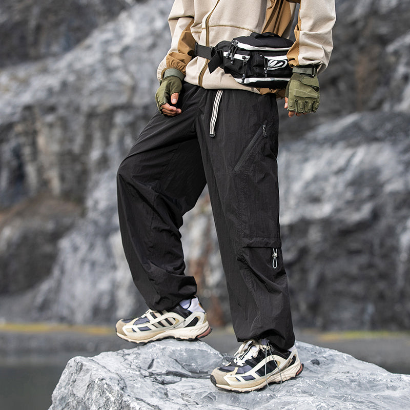 Urban Outdoor Techwear Tactical Pants – Water-Repellent, Anti-Static, Loose Fit Paratrooper Cargo Pants for Men